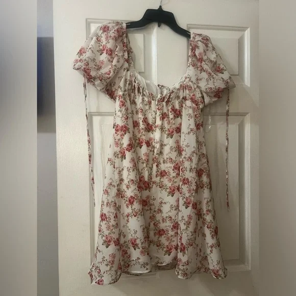 NWOT Feminine House of Cb Princess Rose Print Mini Dress - Picture 4 of 6